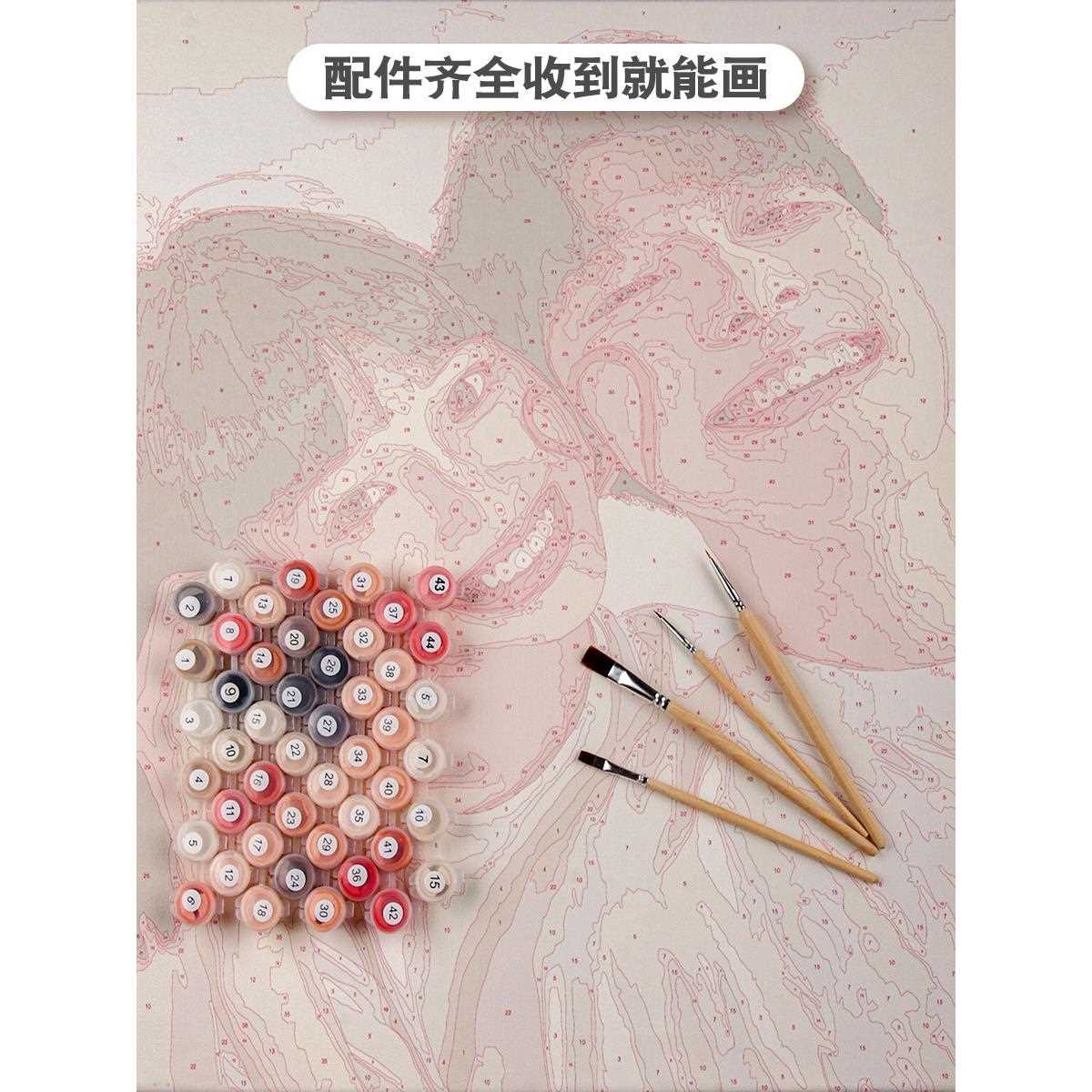 直销新款手绘填色填充人物风景生日礼物设计丙烯画油彩画挂画