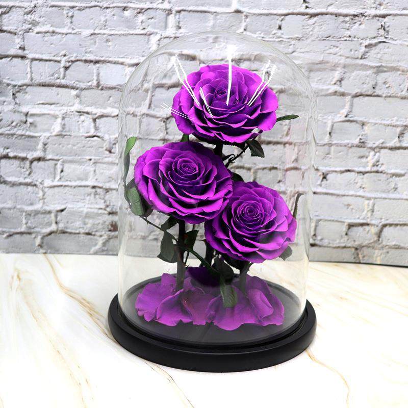 新款直销永生花玻璃罩大王子三朵玫瑰花母亲节七夕214情人节圣诞,家居饰品,餐桌花艺,淘宝优惠券,粉丝福利购,淘宝优惠卷