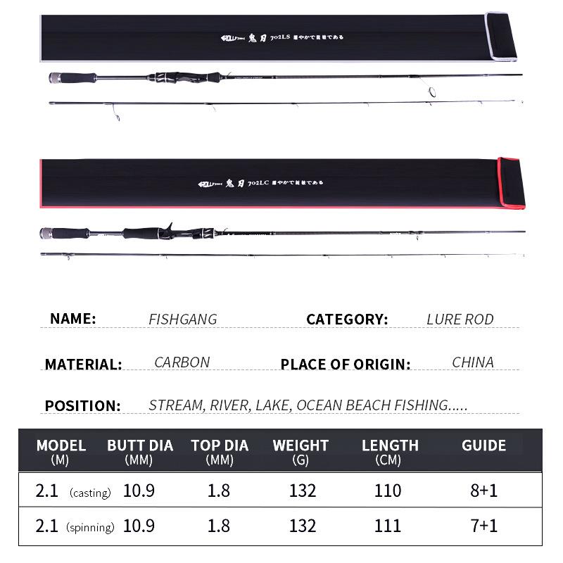 直销新款泛用碳素路亚竿L调直柄枪柄翘嘴远投路亚竿2.1米钓鲈鱼钓
