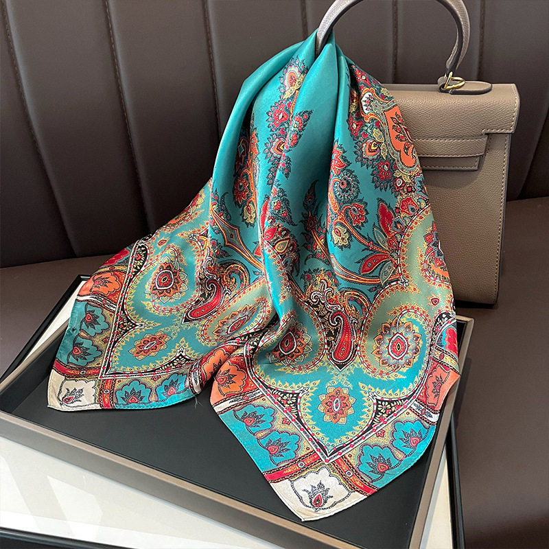 敦煌民族风腰果花真丝丝巾中方巾围巾/丝巾/披肩