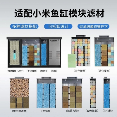 适用小米鱼缸滤材滤芯过滤棉改造升级物理生化加热仓模块改装配件