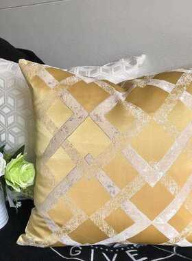 新款直销2F现代客厅沙发靠枕橙色黄色靠垫套腰枕美式轻奢枕套抱枕