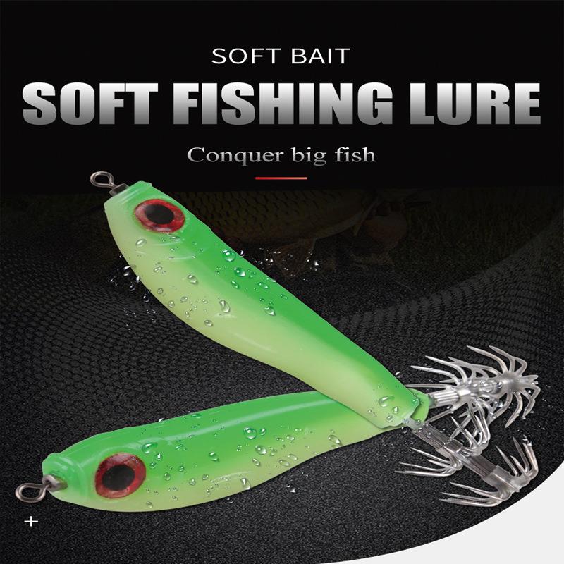 新款直销夜光木虾 鱿鱼饵伞钩拟饵仿生饵假饵鲈鱼仿真鱼眼路亚饵