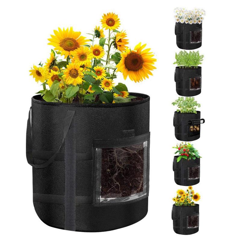 新款直销亚马逊可视土豆种植袋植物生长袋毛毡美植袋编织加固土豆