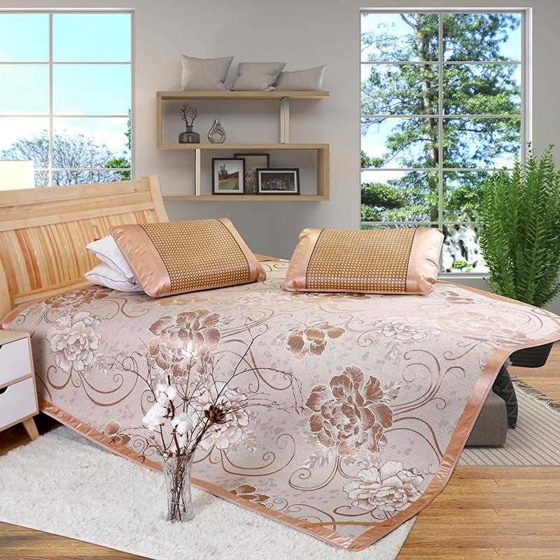 新款直销加厚双面藤席冰丝凉席三件套1.8米夏季空调凉席学生宿舍