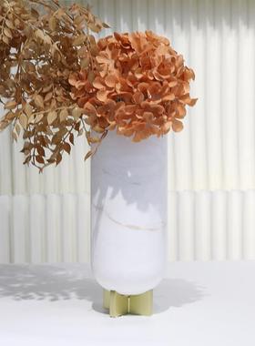 新款直销轻奢圆柱仿大理石花瓶摆件客厅茶几电视柜大口径花器插花