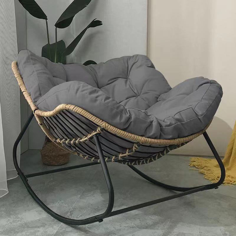新款直销外贸供应贴标摇椅懒人沙发双人编藤小户型布艺阳台简约摇