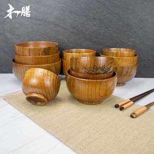 新款直销酸枣木日式木碗圆形饭碗创意原木碗汤碗家用木质餐具刻lo