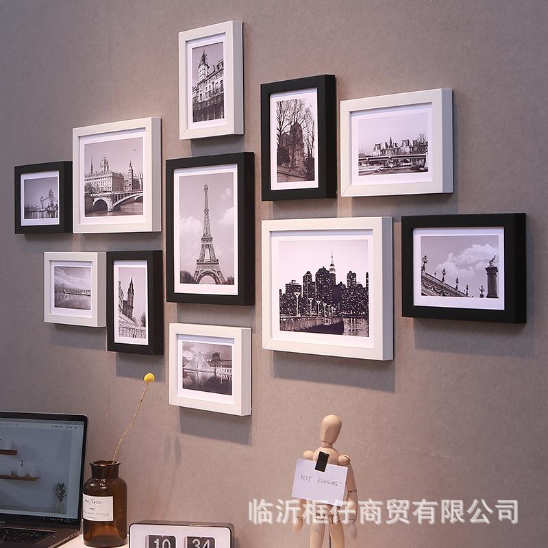 新款直销 新品11框 照片墙 装饰画 卧室画 餐厅画 电视背景照片墙图片