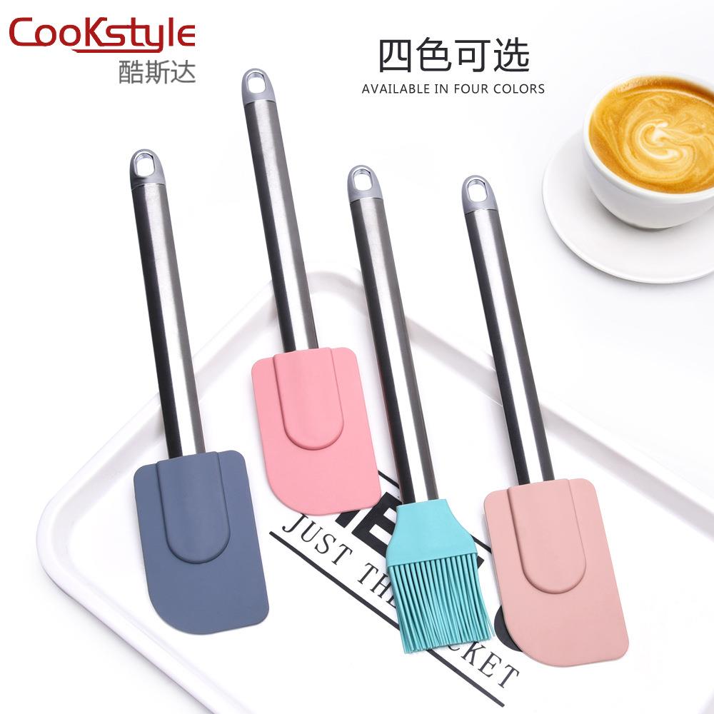 新款直销硅胶刮刀油刷套装不锈钢手柄蛋糕奶油抹刀烘焙工具家用现