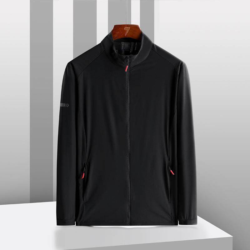 新款直销夏季冰丝防晒衣男款透气超薄无帽立领防晒服男士凉感户外