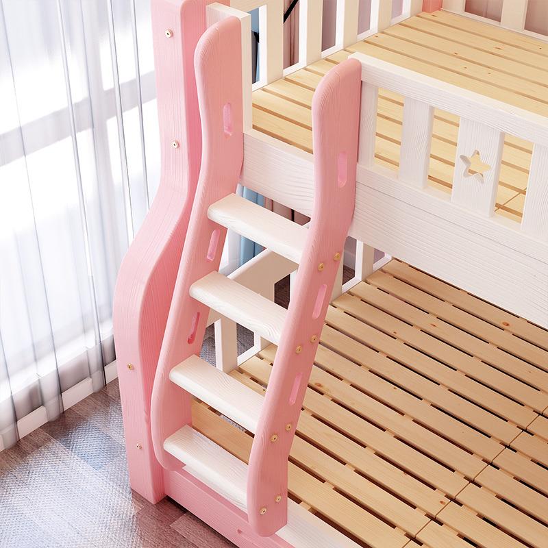 新款直销粉色白色实木上下床双层床公主女孩儿童床上下铺高低床子