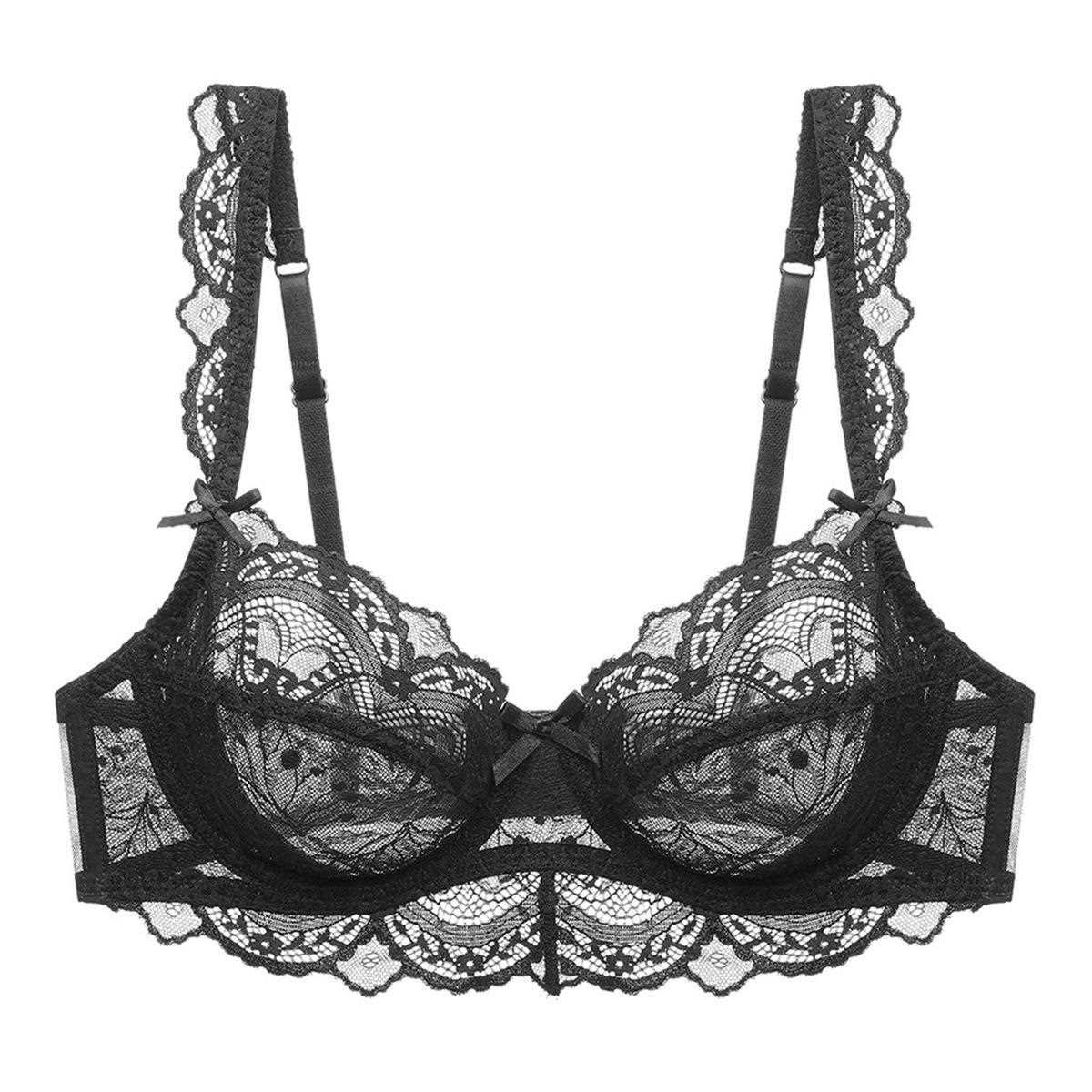 新款直销欧美性感内衣女超薄无海绵透明大码文胸大胸显小防下垂蕾