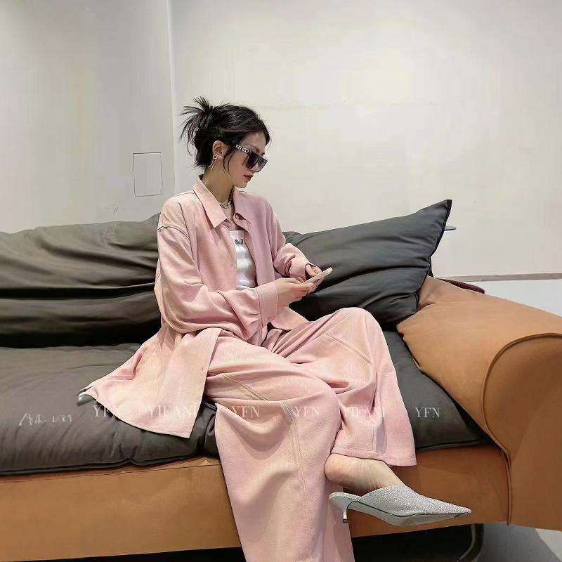 亚麻深圳欧货休闲宽松两件阔腿裤