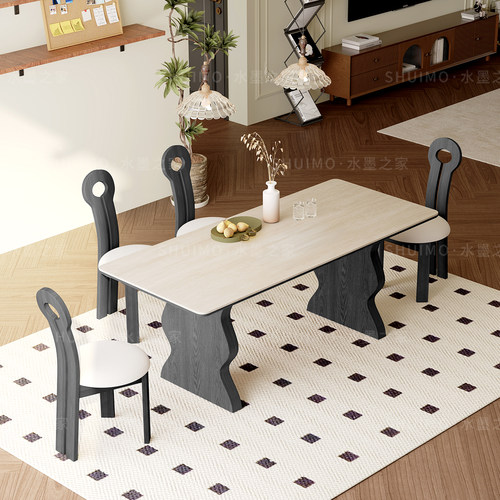 德利丰岩板白蜡木餐桌