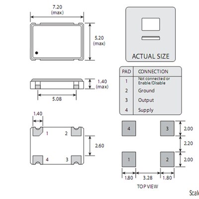 S7D12.288000B20F30T 3.3V 7050 OSC 12.288MHZ 有源贴片晶振SCTF