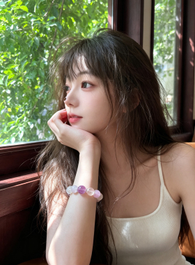 天然奶白晶紫水晶手串女ins冷淡风小众设计感显白925银轻奢礼物