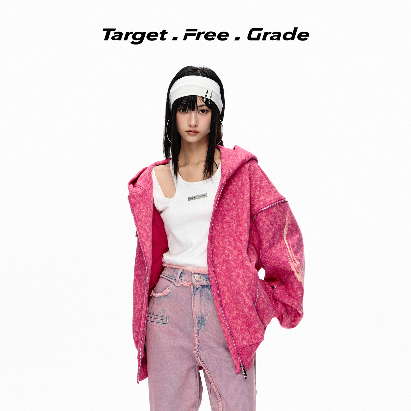 【刘耀文同款】tfg粉色卫衣帽衫
