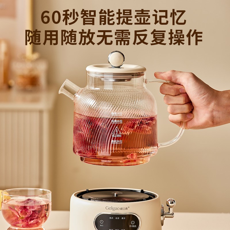 格立高全玻璃家用养生壶多功能煮茶器小型烧水壶办公室恒温煮茶壶图片