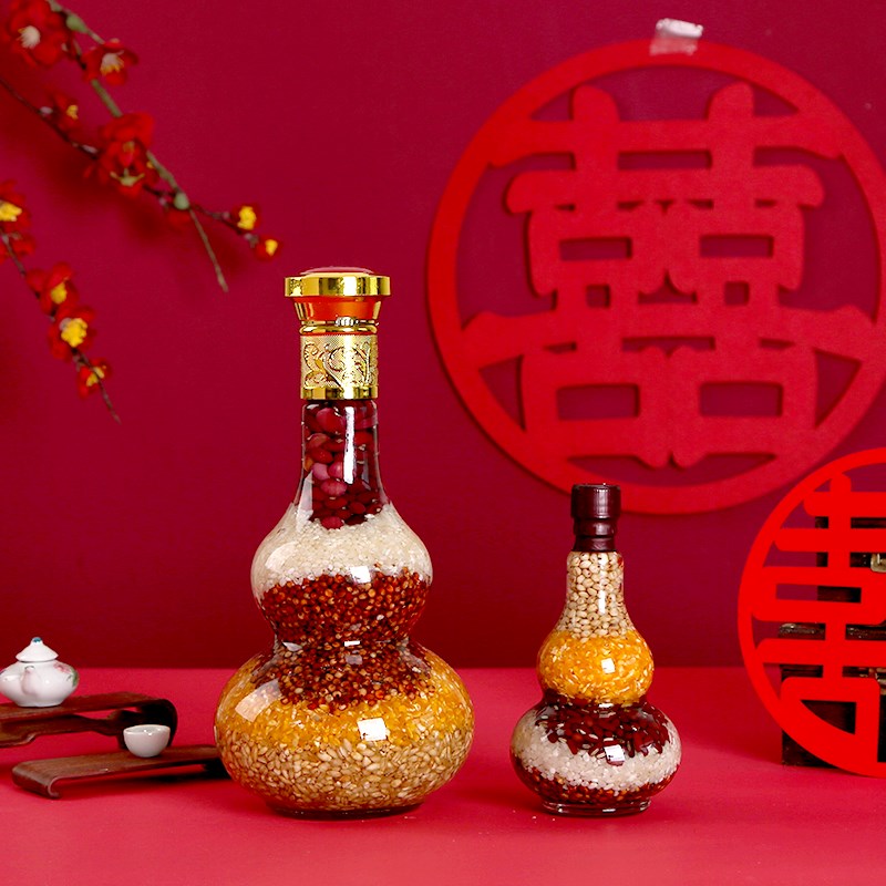 乔迁新居结婚陪嫁五谷丰登杂粮搬家礼物葫芦瓶新房五谷装饰瓶摆件