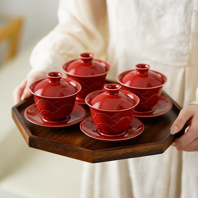 仲夏知己结婚敬茶杯套装一对女方陪嫁改口敬酒杯茶碗婚庆用品大全