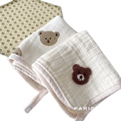 婴儿纱布口水巾儿童洗脸巾方巾纯棉绗缝两用三角巾新生儿可爱围嘴