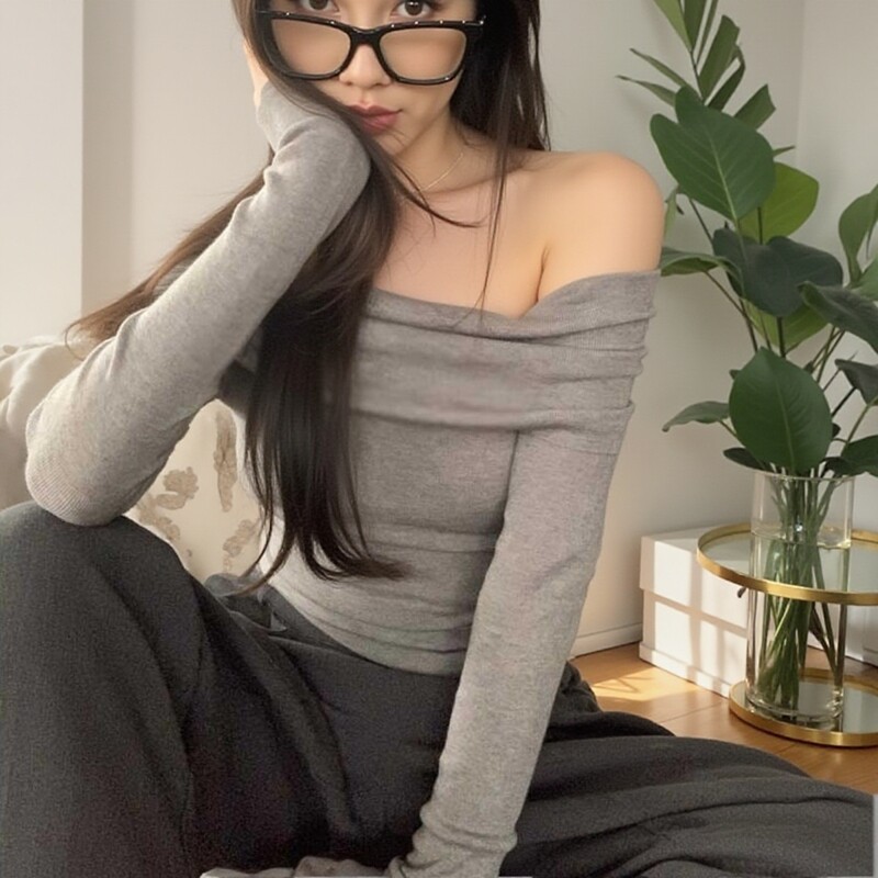 灰色软糯女高级感修身显瘦德绒辣妹法式温柔气质SDNINEHOME上衣