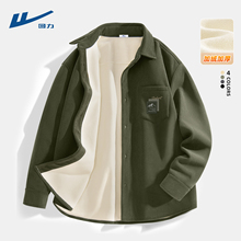 回力灯芯绒衬衣男款长袖2025新款青少年痞帅高级感加绒外套男生D