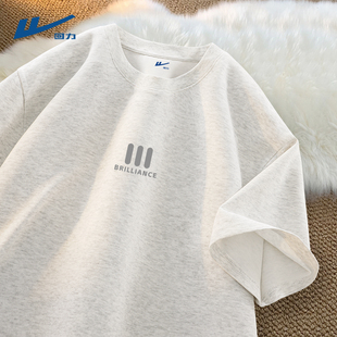 回力花灰色短袖t恤男生青少年潮牌宽松夏装2026新款纯棉半袖男款D