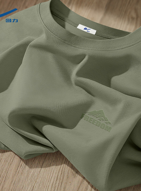 回力军绿色短袖t恤男士夏季山系工装休闲风2025新款半袖体恤男款D