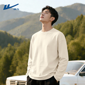 回力男士 内搭C 春天百搭男生打底衫 长袖 t恤杏色高级感纯棉衣服男款