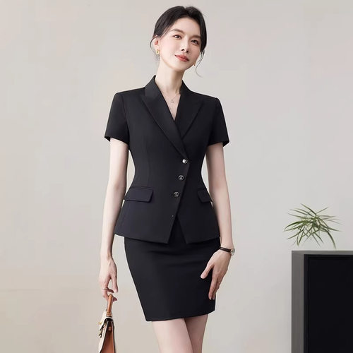 商务风职业短袖西装套装女夏季薄款餐饮经理工装美容院珠宝店销售