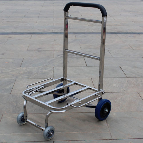 极速不四钢手拉车小推车行李车 x重缩摺叠拉杆车载伸王推车锈轮买