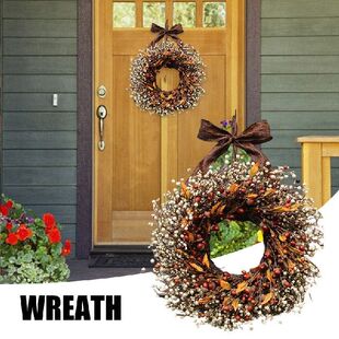 Rustic Wreath Fall Ornamen Door Hanging Front 极速Artificial