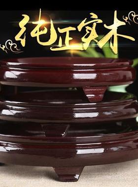 红色实木圆形大葫芦底座水晶球蛋托小葫芦工艺礼品摆饰木质托架