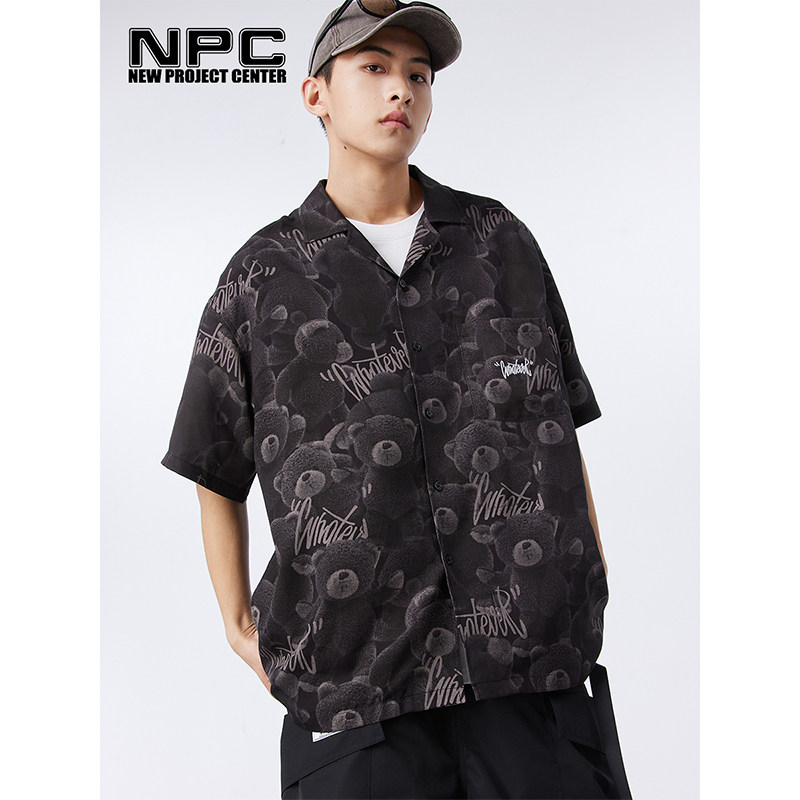 NPC潮牌BetterBear天丝小熊日系衬衫满印短袖T恤官方正品假一赔十图片