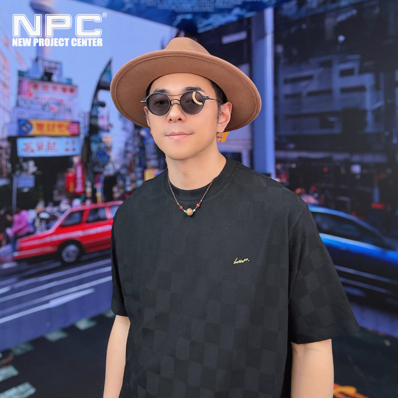 NPC刺绣棋盘格提花短袖T恤短裤男肌理感舒适透气官方正品假一赔十图片