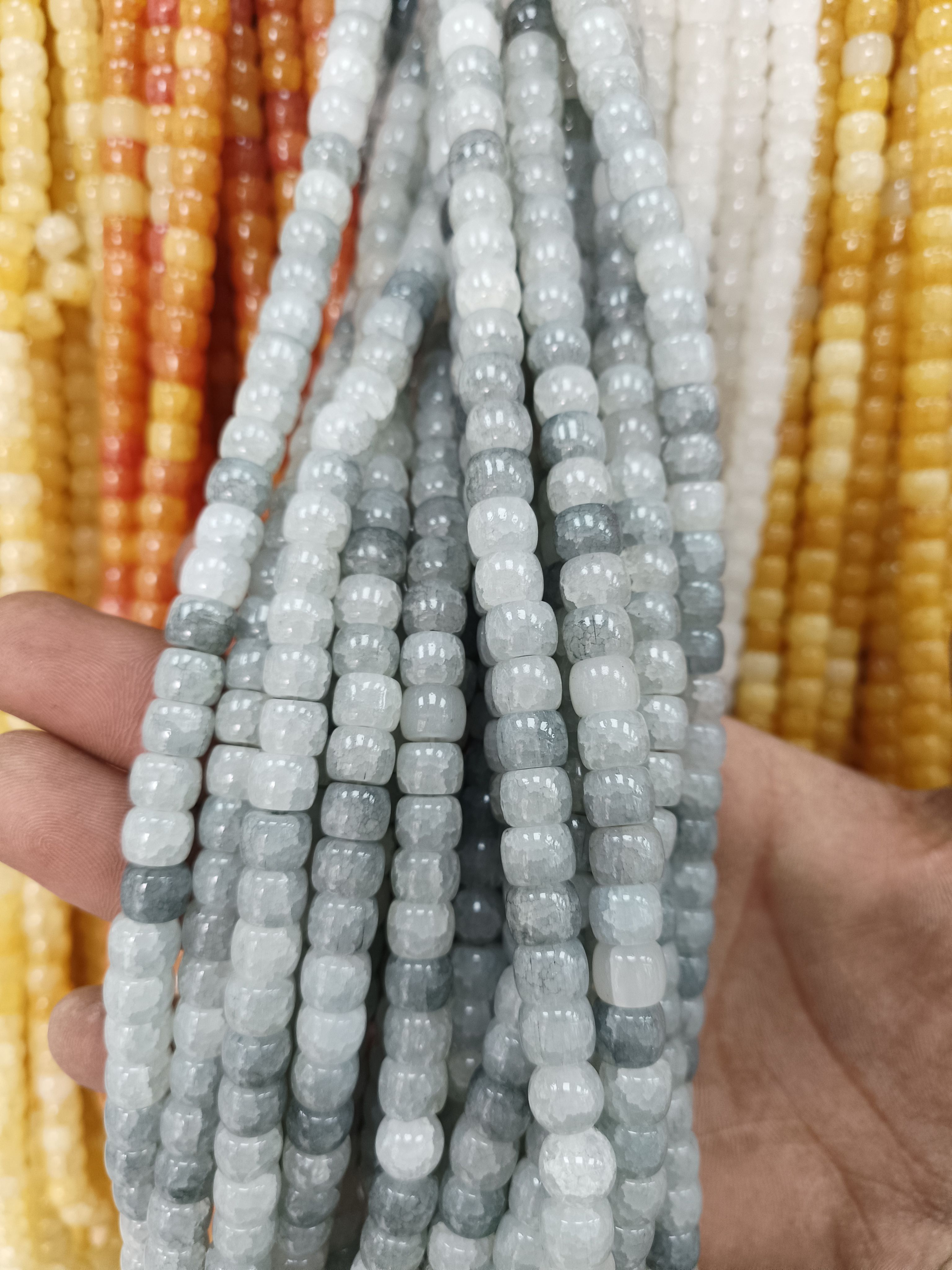 手串6*8mm冰种裂纹新式桶珠算盘珠散珠串珠手链项链天山翠玉手工