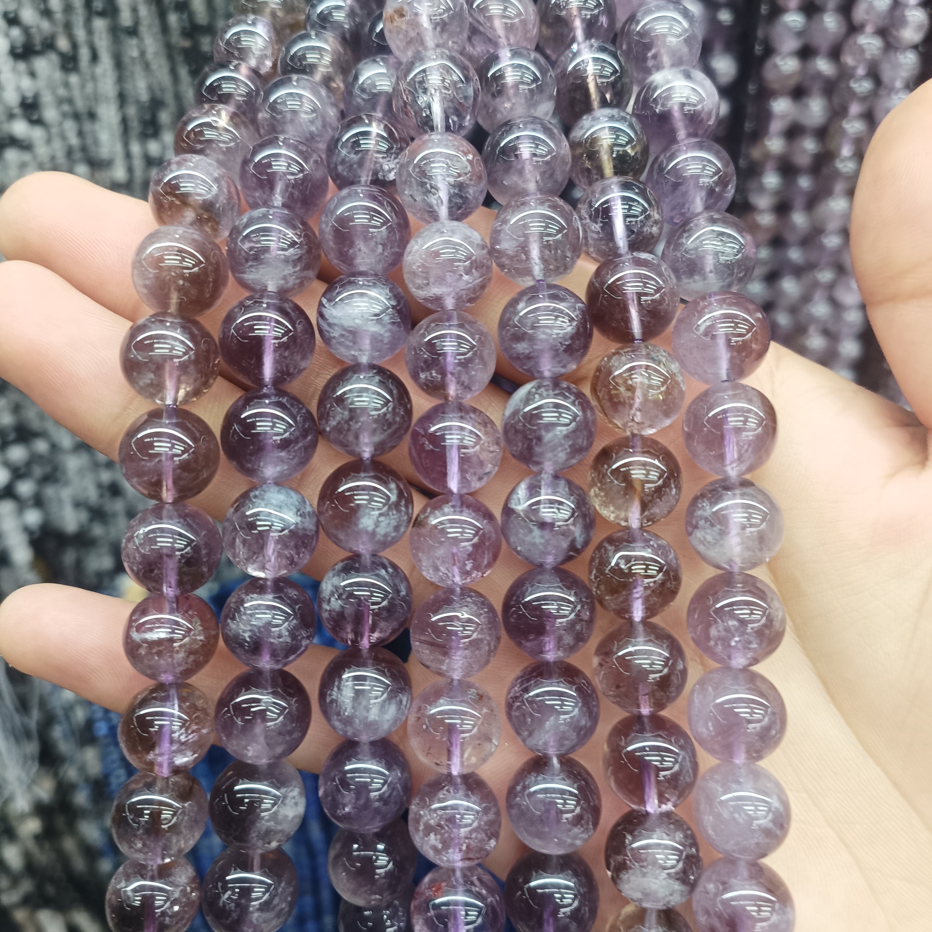 天然紫水晶圆珠散珠单珠半成品diy手串手链项链隔片隔珠饰品配件