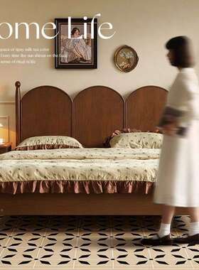 复古法实木床胡桃色式民美式主卧室人床双1JRN米5现代简约中古风