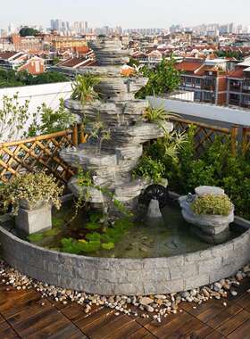 小循院假山TLR流水喷泉摆件饰大景型户外鱼池造环水庭院门店装摆