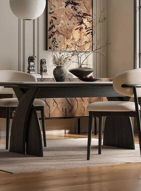 白蜡木木全实木岩餐桌形小户型家用现代RZP简约板长方实全托底板