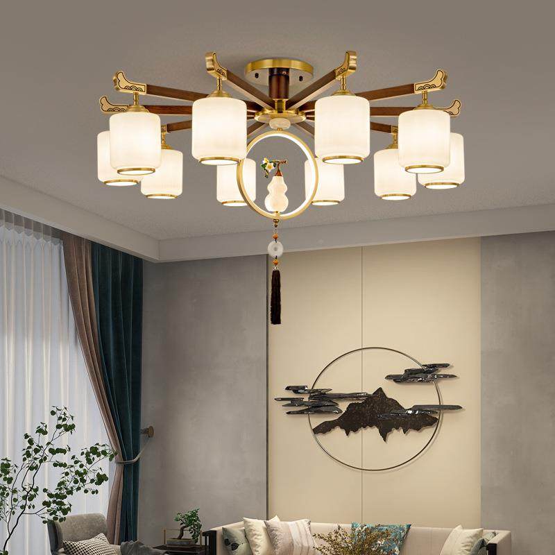 新中式铜全吊灯灯客厅厅禅意茶室中国风实123木餐禅意书房大厅具6,家装灯饰光源,智能吊灯,淘宝优惠券,粉丝福利购,淘宝优惠卷