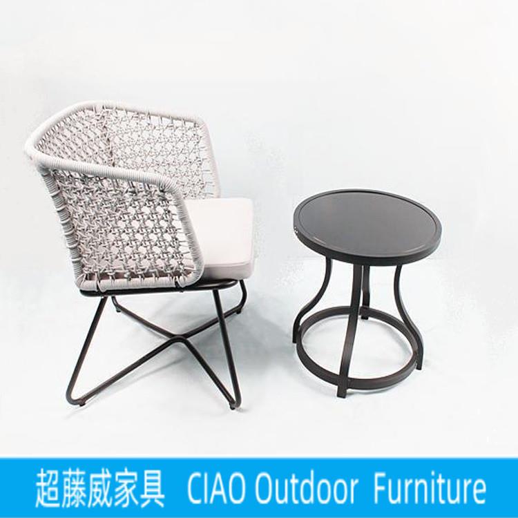 工厂户外编藤家具酒店CF1839C-藤绳餐椅户外家具拉编餐椅绳木藤柚