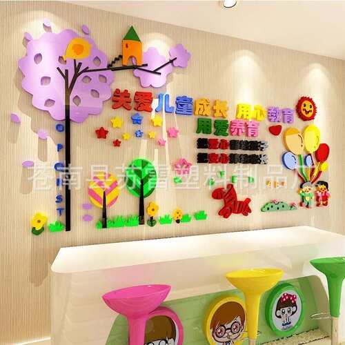 幼儿园立体墙贴KBJ画儿教室装置艺术学校辅导童班级走廊文化墙上