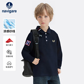 春秋款 Navigare意大利小帆船男童长袖 翻领T恤中大童POLO衫 上衣