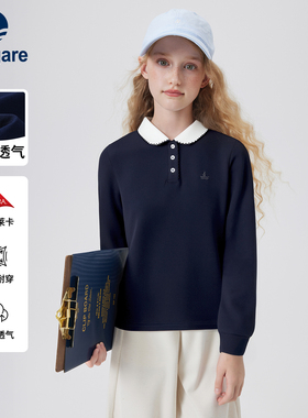Navigare意大利小帆船童装女童长袖POLO衫2026年春秋新款儿童T恤