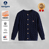 Navigare意大利小帆船女童开衫 上衣红色外套 毛衣儿童中大童针织衫