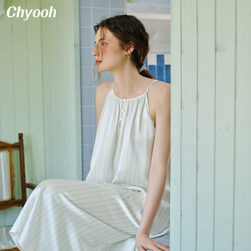 Chyooh池攸·岛22姆米真丝吊带睡裙家居服