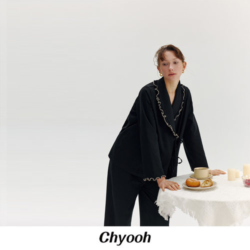 明星同款Chyooh池攸春秋匹马棉可外穿睡衣法式高级感家居服套装
